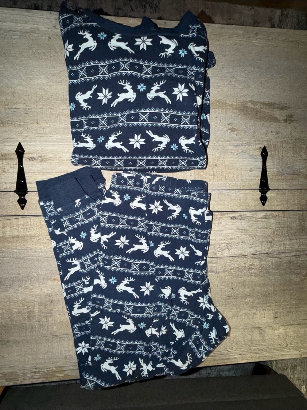 Old Navy Navy and White Reindeer Print Pajama Set